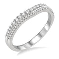 1 Ctw Arched Center Round Cut Diamond Wedding Band in 14K White Gold