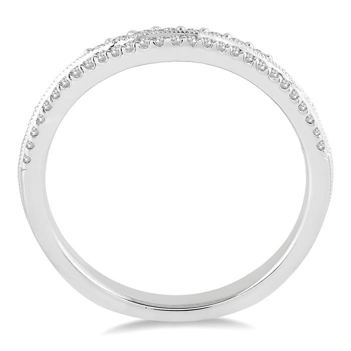 1 Ctw Arched Center Round Cut Diamond Wedding Band in 14K White Gold