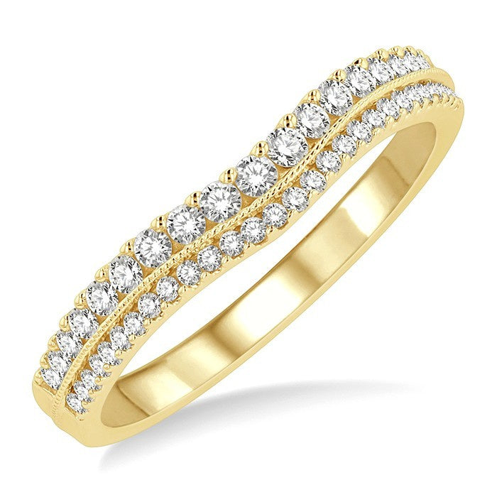 1/3 Ctw Twin Row Round Cut Diamond Wedding Band in 14K Yellow Gold