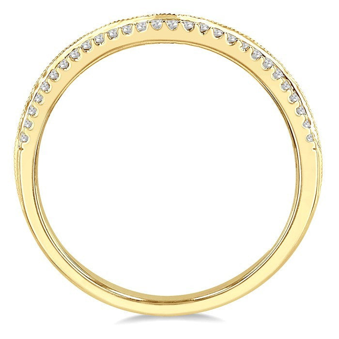 1/3 Ctw Twin Row Round Cut Diamond Wedding Band in 14K Yellow Gold
