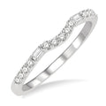 1/4 Ctw Curved Center Baguette and Round Cut Diamond Wedding Band in 14K White Gold