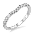 1/4 Ctw Curved Center Baguette and Round Cut Diamond Wedding Band in 14K White Gold