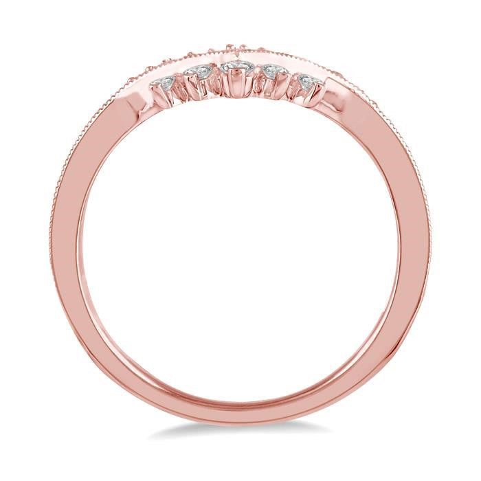 1/4 Ctw Chevron Shank Round Cut Diamond Band in 14K Rose Gold
