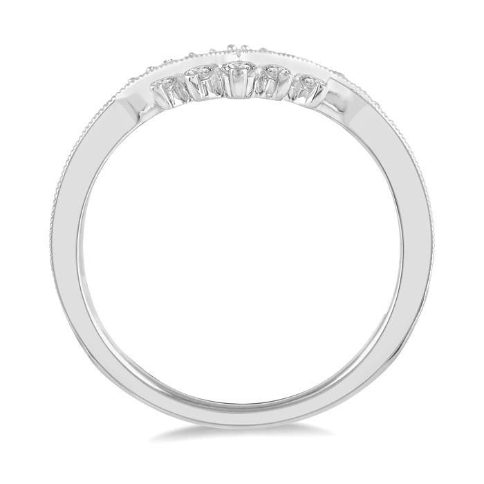 1/4 Ctw Chevron Shank Round Cut Diamond Band in 14K White Gold