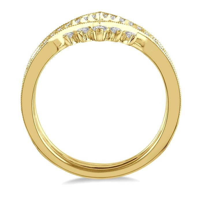 1/4 Ctw Chevron Shank Round Cut Diamond Band in 14K Yellow Gold