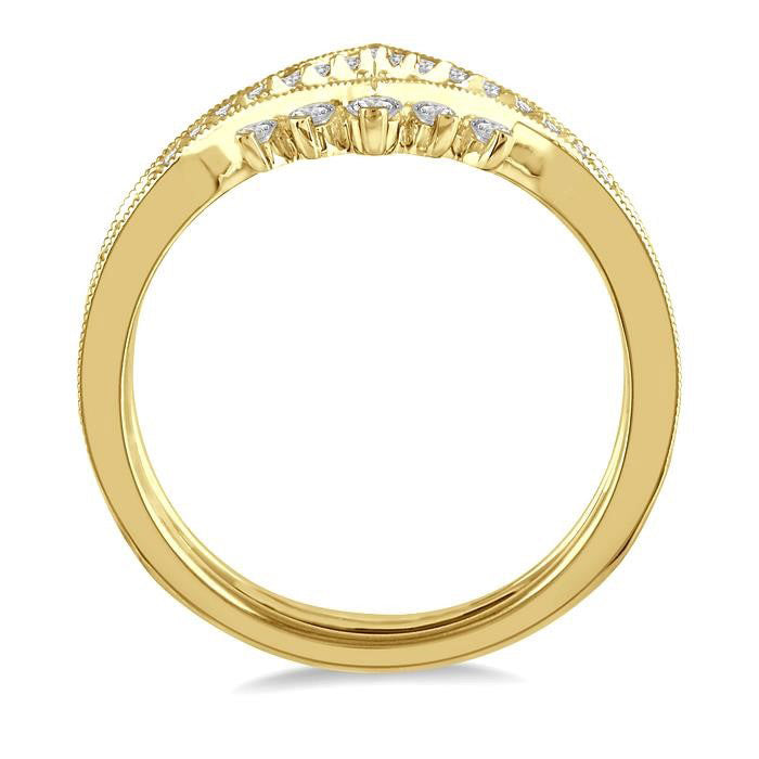 1/4 Ctw Chevron Shank Round Cut Diamond Band in 14K Yellow Gold