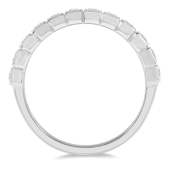 1/10 Ctw Square Mount Round Cut Diamond Stackable Band in 14K White Gold