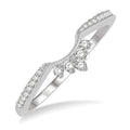 1/5 Ctw Crown Arch Round Cut Diamond Wedding Band in 14K White Gold