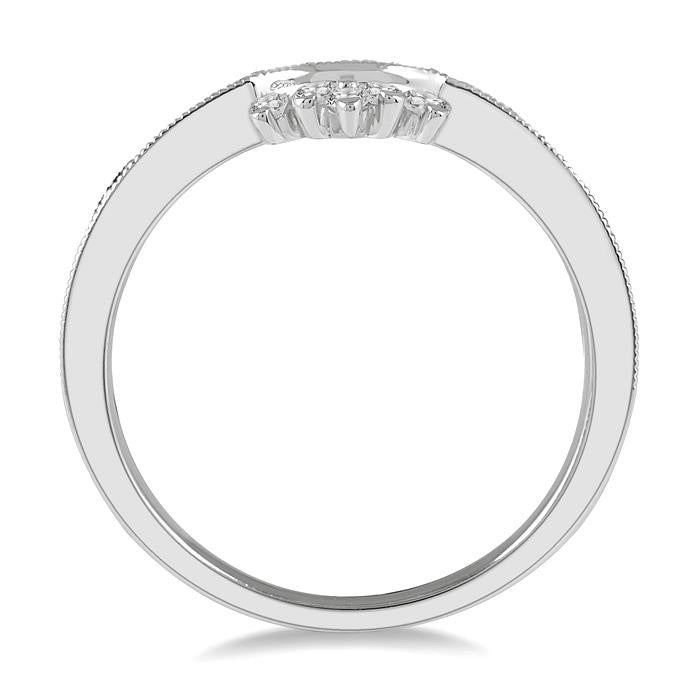 1/5 Ctw Crown Arch Round Cut Diamond Wedding Band in 14K White Gold