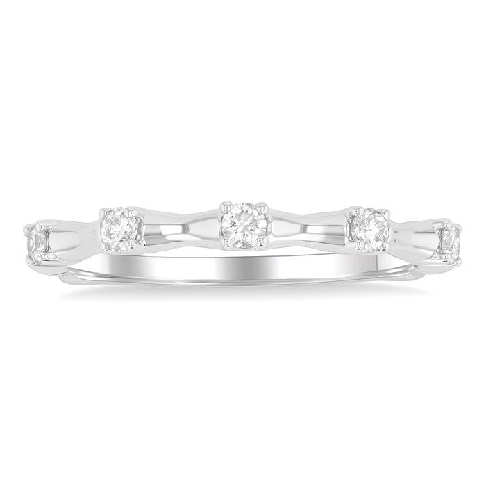 1/5 Ctw Bamboo Shoot Inspired Round Cut Diamond Fashion Ring in 14K White Gold