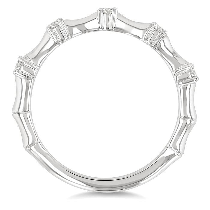 1/5 Ctw Bamboo Shoot Inspired Round Cut Diamond Fashion Ring in 14K White Gold