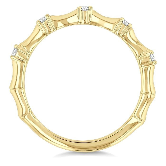 1/5 Ctw Bamboo Shoot Inspired Round Cut Diamond Fashion Ring in 14K Yellow Gold