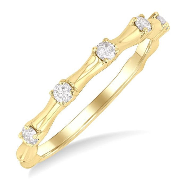 1/10 Ctw Bamboo Shoot Inspired Round Cut Diamond Fashion Ring in 10K Yellow Gold