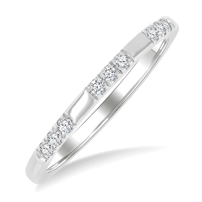 1/8 Ctw Sectioned Round Cut Diamond Fashion Band in 14K White Gold