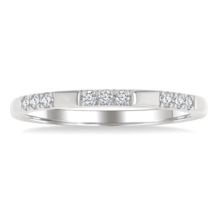 1/8 Ctw Sectioned Round Cut Diamond Fashion Band in 14K White Gold