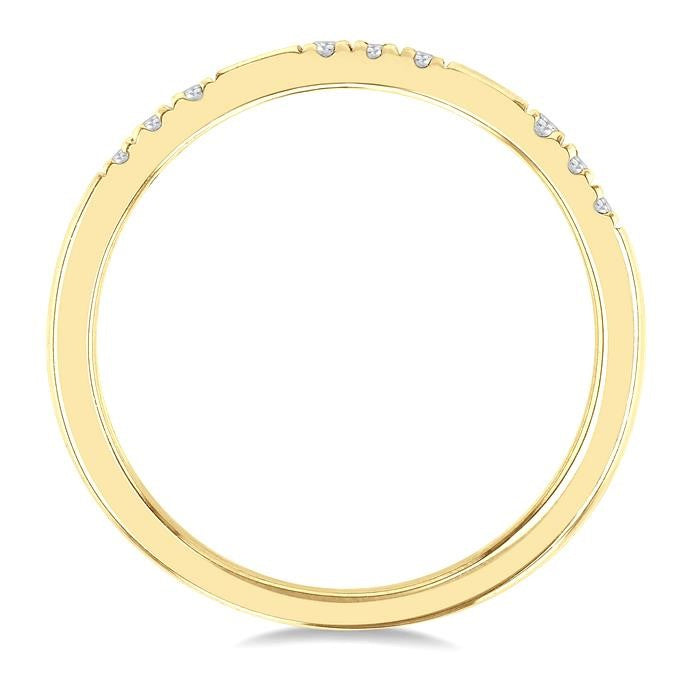 1/8 Ctw Sectioned Round Cut Diamond Fashion Band in 14K Yellow Gold