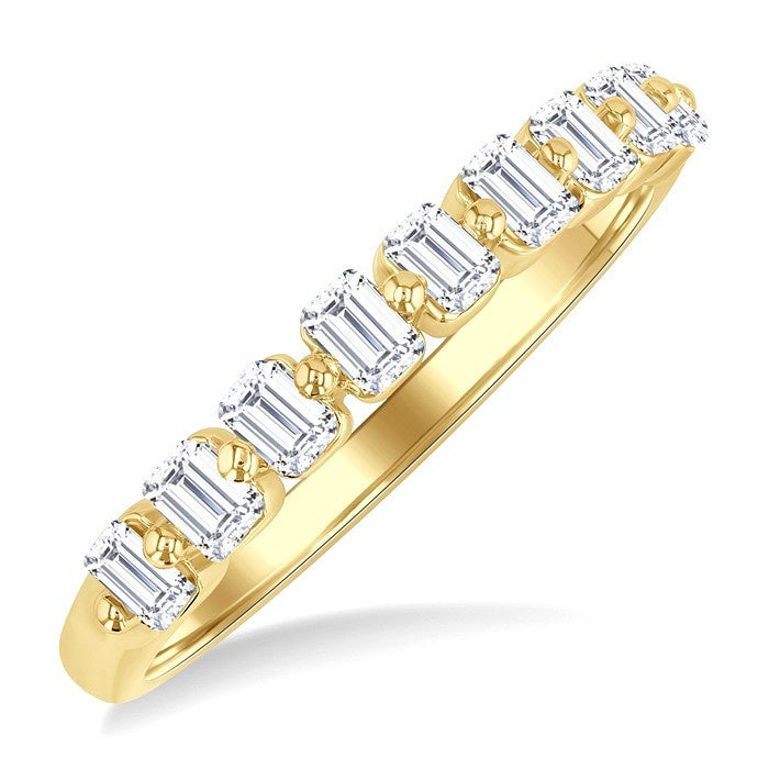 3/4 Ctw Half Eternity Emerald Cut Diamond Fashion Band in 14K Yellow Gold