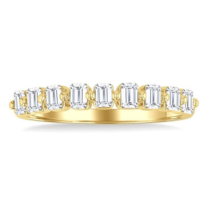 3/4 Ctw Half Eternity Emerald Cut Diamond Fashion Band in 14K Yellow Gold