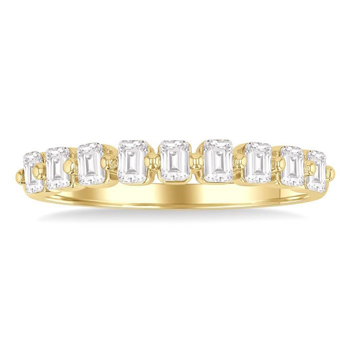 Emerald Shape Half Eternity Diamond Band