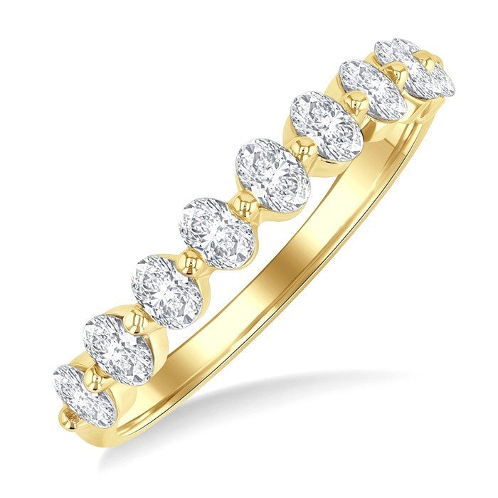 3/4 Ctw Half Eternity Oval Cut Diamond Fashion Band in 14K Yellow Gold
