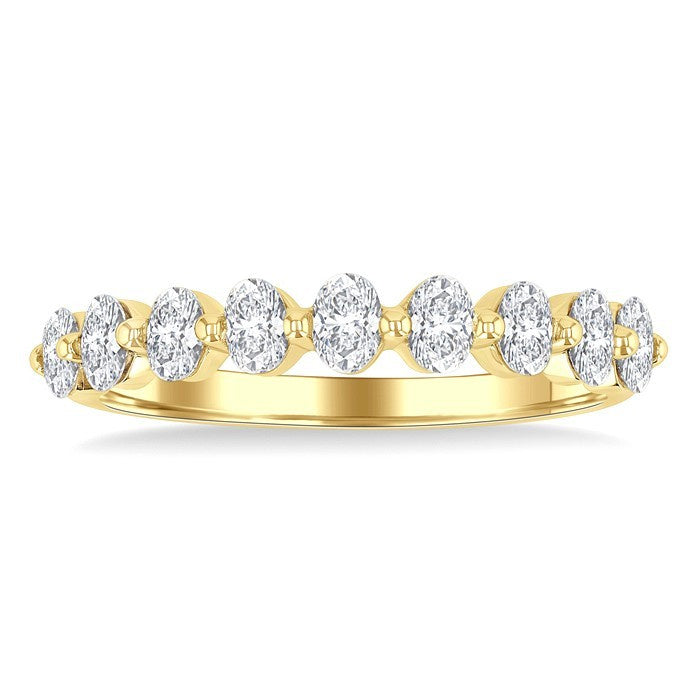 3/4 Ctw Half Eternity Oval Cut Diamond Fashion Band in 14K Yellow Gold