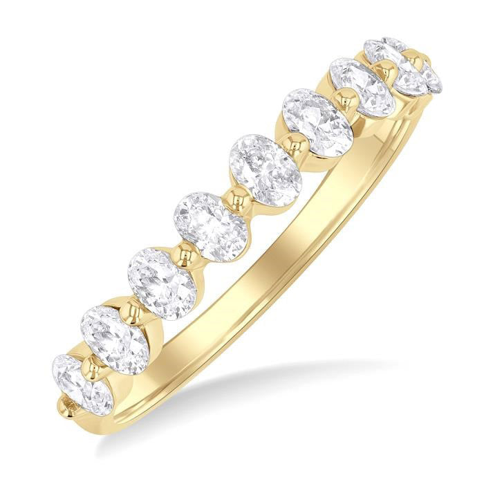 3/4 Ctw Half Eternity Oval Cut Diamond Fashion Band in 14K Yellow Gold
