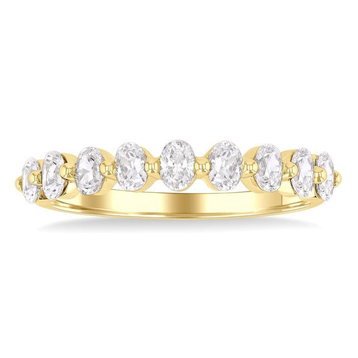3/4 Ctw Half Eternity Oval Cut Diamond Fashion Band in 14K Yellow Gold