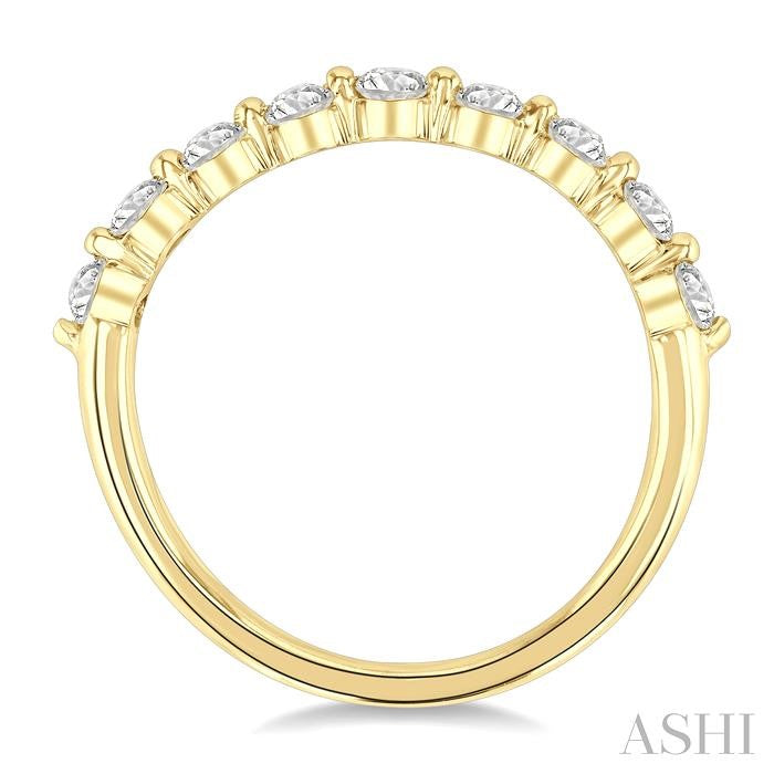 3/4 Ctw Half Eternity Oval Cut Diamond Fashion Band in 14K Yellow Gold