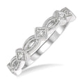 1/20 Ctw Interlinking Marquise & Rhombus Mount Round Cut Diamond Stackable Band in 14K White Gold
