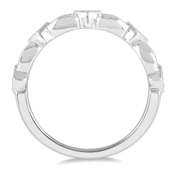 1/20 Ctw Interlinking Marquise & Rhombus Mount Round Cut Diamond Stackable Band in 14K White Gold