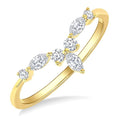 1/4 Ctw Chevron Centerpiece Marquise and Round Cut Diamond Wedding Band in 14K Yellow Gold