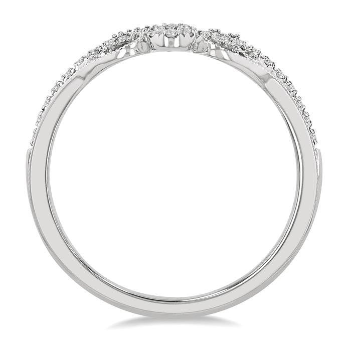 1/6 Ctw Chevron Loop Lattice Round Cut Diamond Wedding Band in 14K White Gold