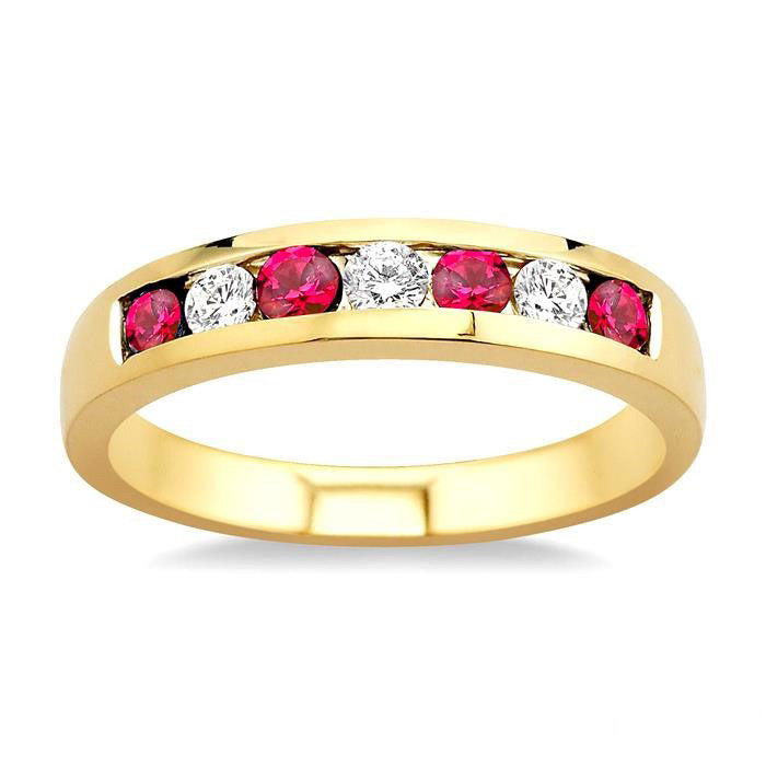 Isolde Radiance Aura Channel Set Alternate Gemstone & Diamond Wedding Band