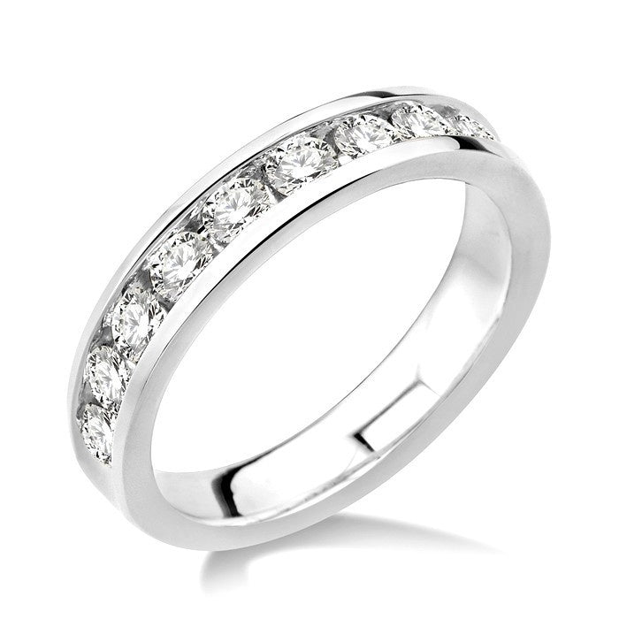 1 Ctw Round Cut Diamond Wedding Band in 14K White Gold