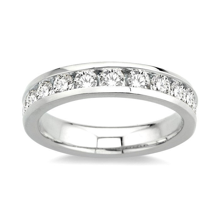 1 Ctw Round Cut Diamond Wedding Band in 14K White Gold