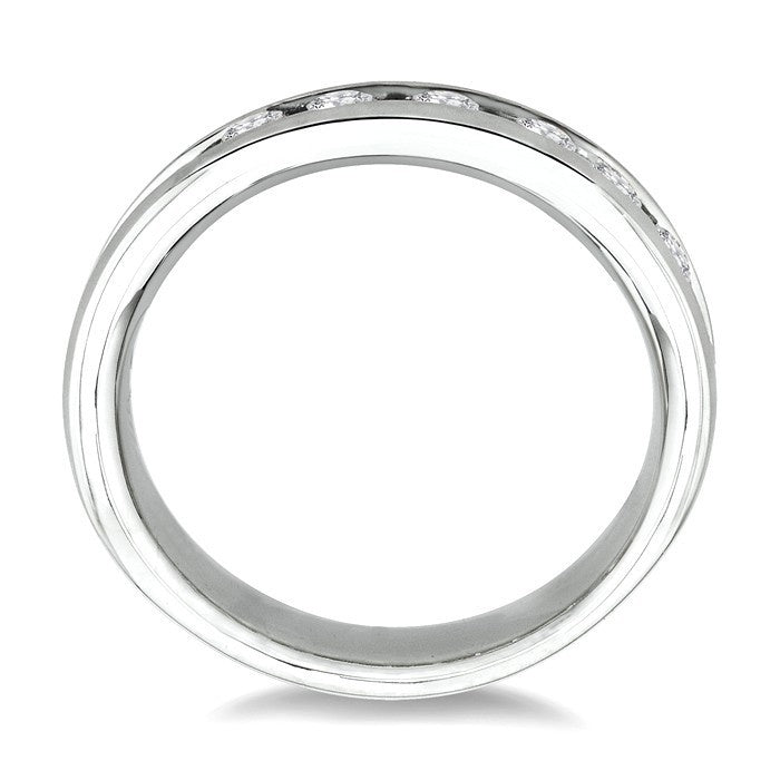 1 Ctw Round Cut Diamond Wedding Band in 14K White Gold