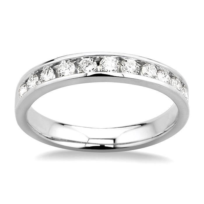 1/2 Ctw Round Cut Diamond Wedding Band in 14K White Gold