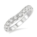 1 Ctw Arched Center Round Cut Diamond Wedding Band in 14K White Gold