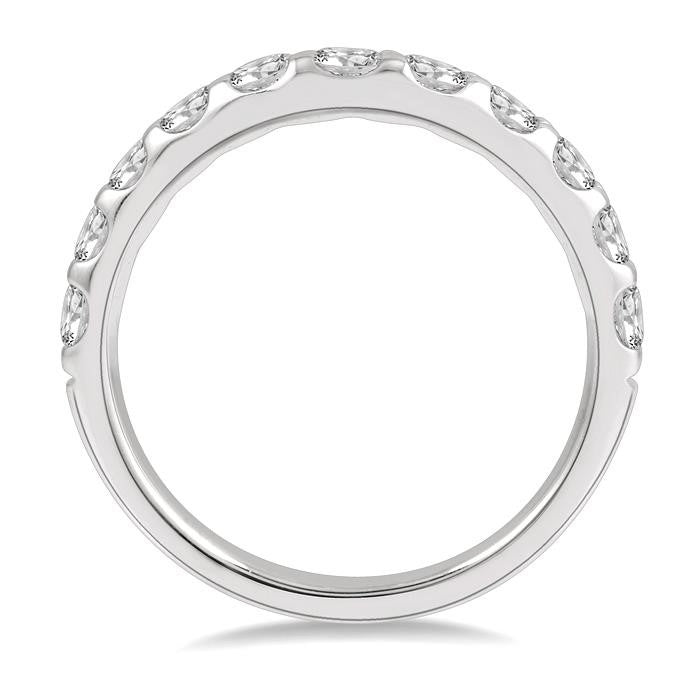 1 Ctw Arched Center Round Cut Diamond Wedding Band in 14K White Gold