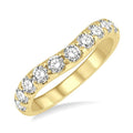 1 Ctw Arched Center Round Cut Diamond Wedding Band in 14K Yellow Gold