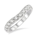 3/4 Ctw Arched Center Round Cut Diamond Wedding Band in 14K White Gold