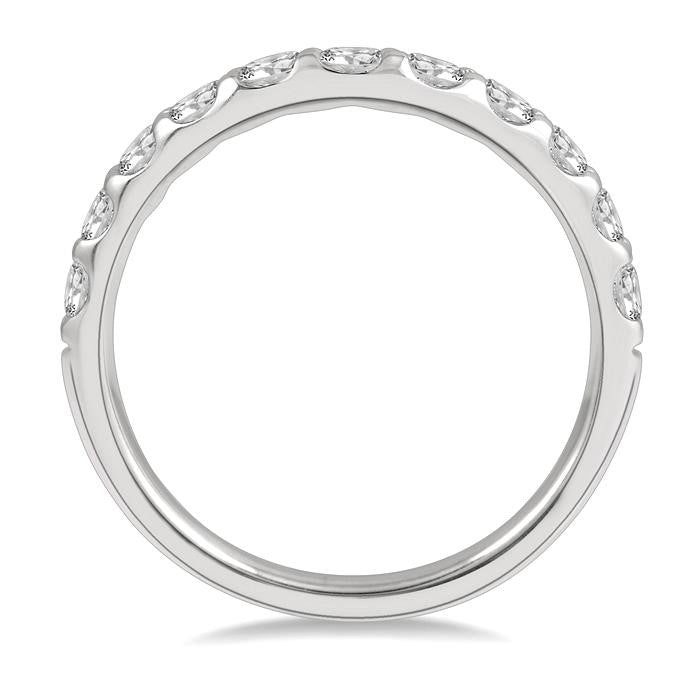 3/4 Ctw Arched Center Round Cut Diamond Wedding Band in 14K White Gold