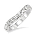 3/4 Ctw Arched Center Round Cut Diamond Wedding Band in 14K White Gold