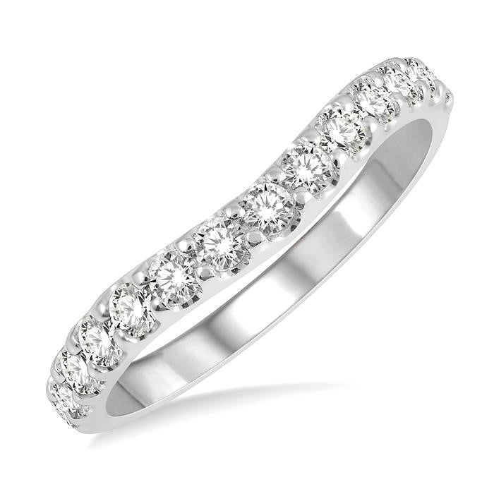 1/2 Ctw Arched Center Round Cut Diamond Wedding Band in 14K White Gold