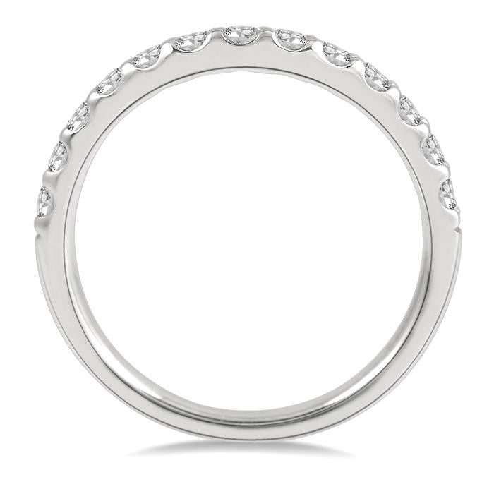1/2 Ctw Arched Center Round Cut Diamond Wedding Band in 14K White Gold