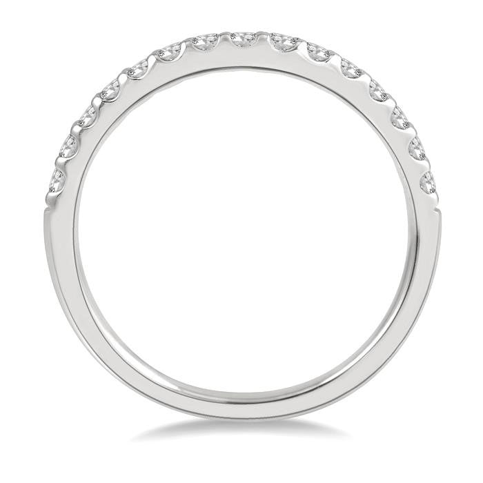 1/3 Ctw Arched Center Round Cut Diamond Wedding Band in 14K White Gold