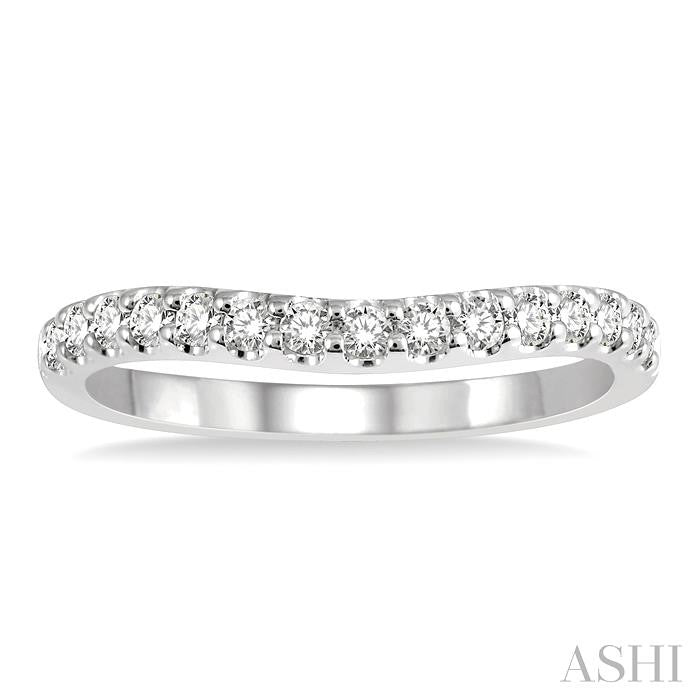 1/3 Ctw Arched Center Round Cut Diamond Wedding Band in 14K White Gold