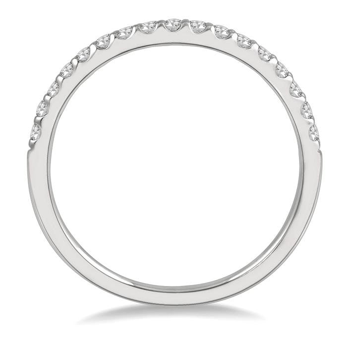 1/4 Ctw Arched Center Round Cut Diamond Wedding Band in 14K White Gold