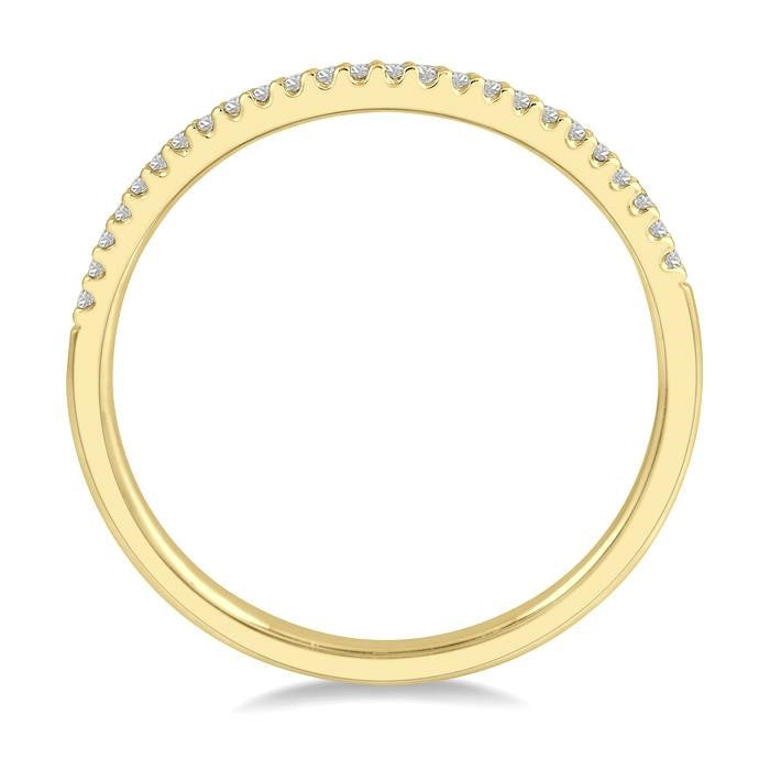 1/10 Ctw Arched Center Round Cut Diamond Wedding Band in 14K Yellow Gold