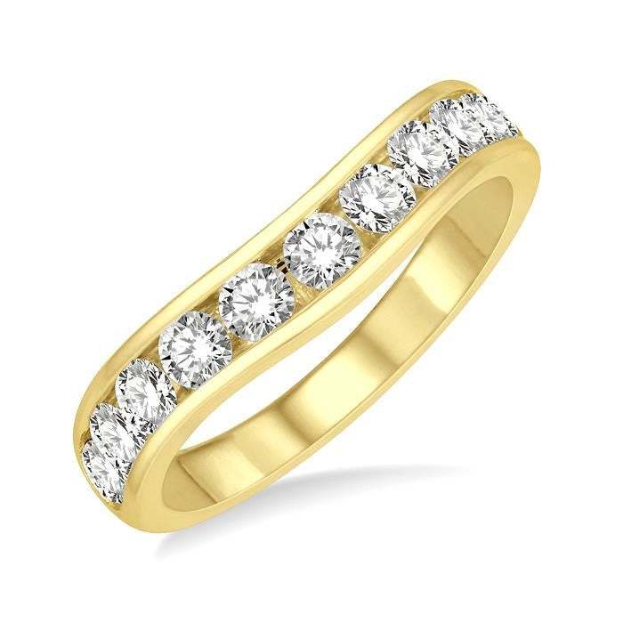 1 Ctw Round Cut Diamond Inlay Wedding Band in 14K Yellow Gold
